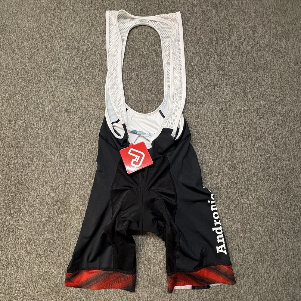 Jakroo Cycling Bib Shorts‎ Cadence Men's Large Black White Red Vibrant Leg Cuffs